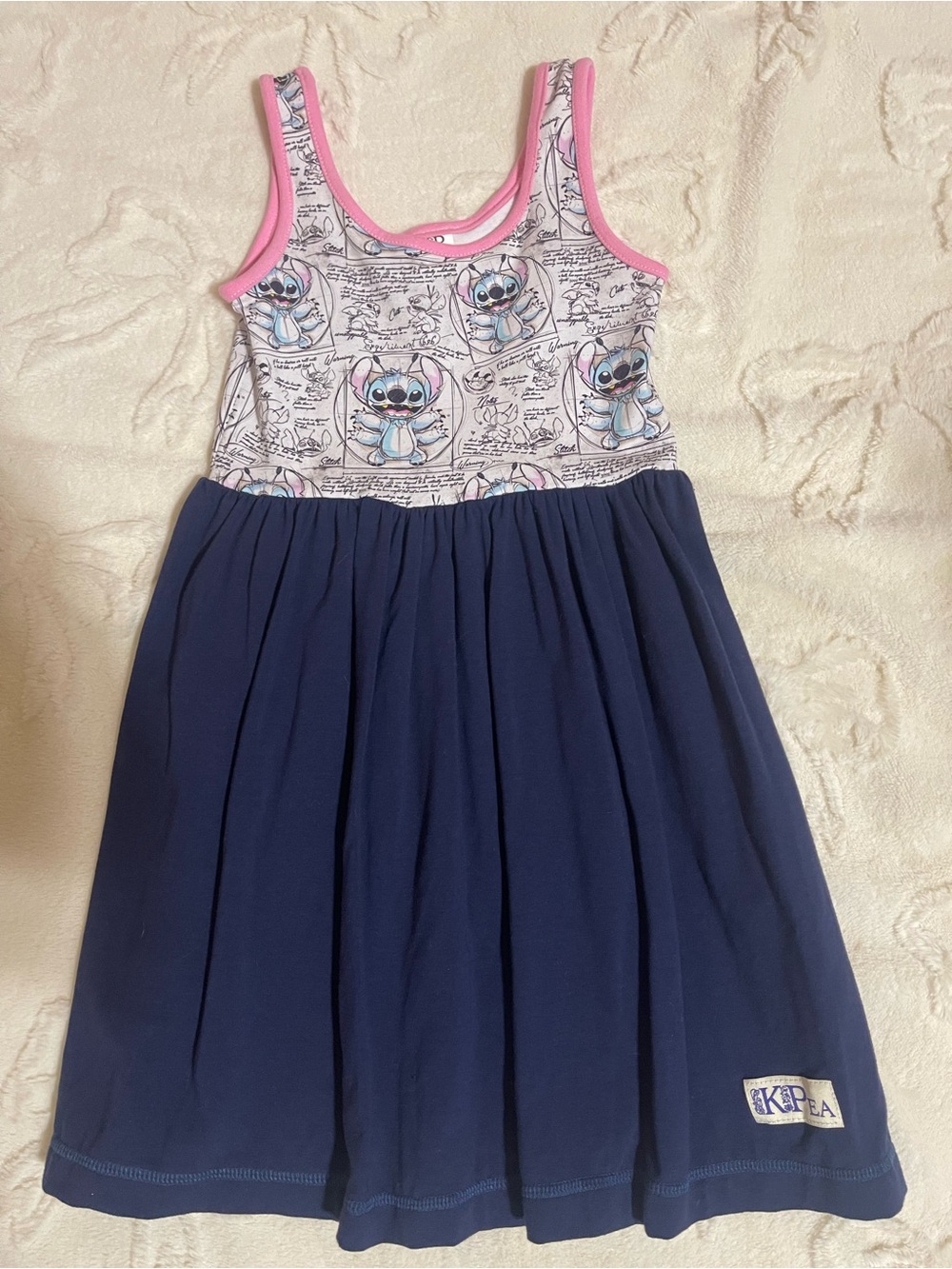 Girls‎ Navy and Pink Character Stitch  Tank Skater Dress size 8
